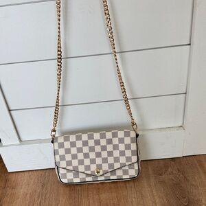 Checkered Beige and Brown Women's Bag